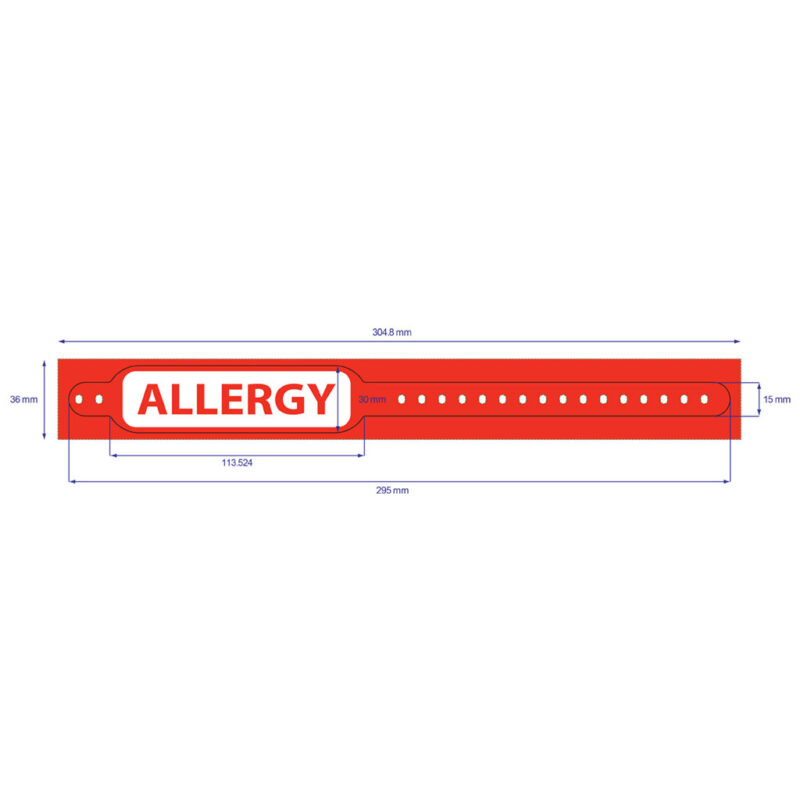 ALERT ALLERGY medical alert 30mm clasp-fastening adult hospital wristband